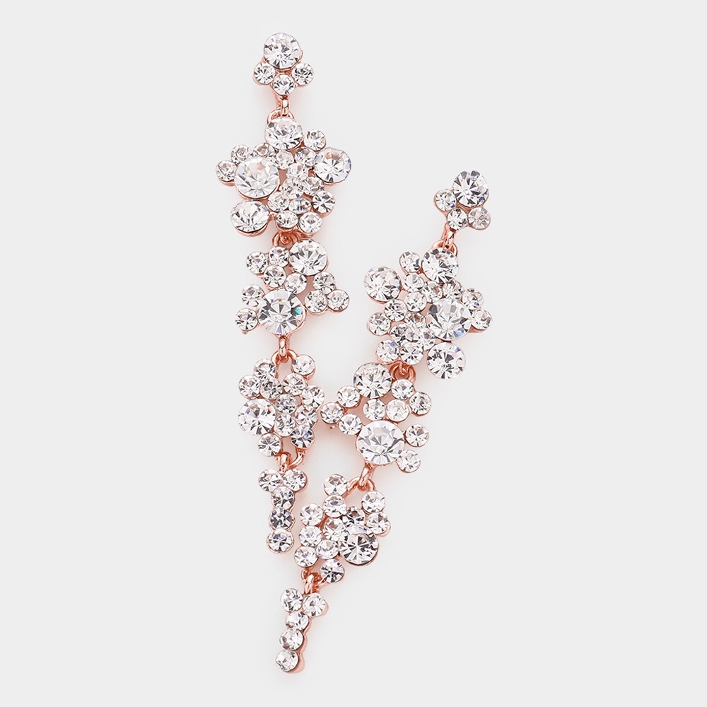 Bubble Stone Cluster Dangle Evening Statement Earrings
